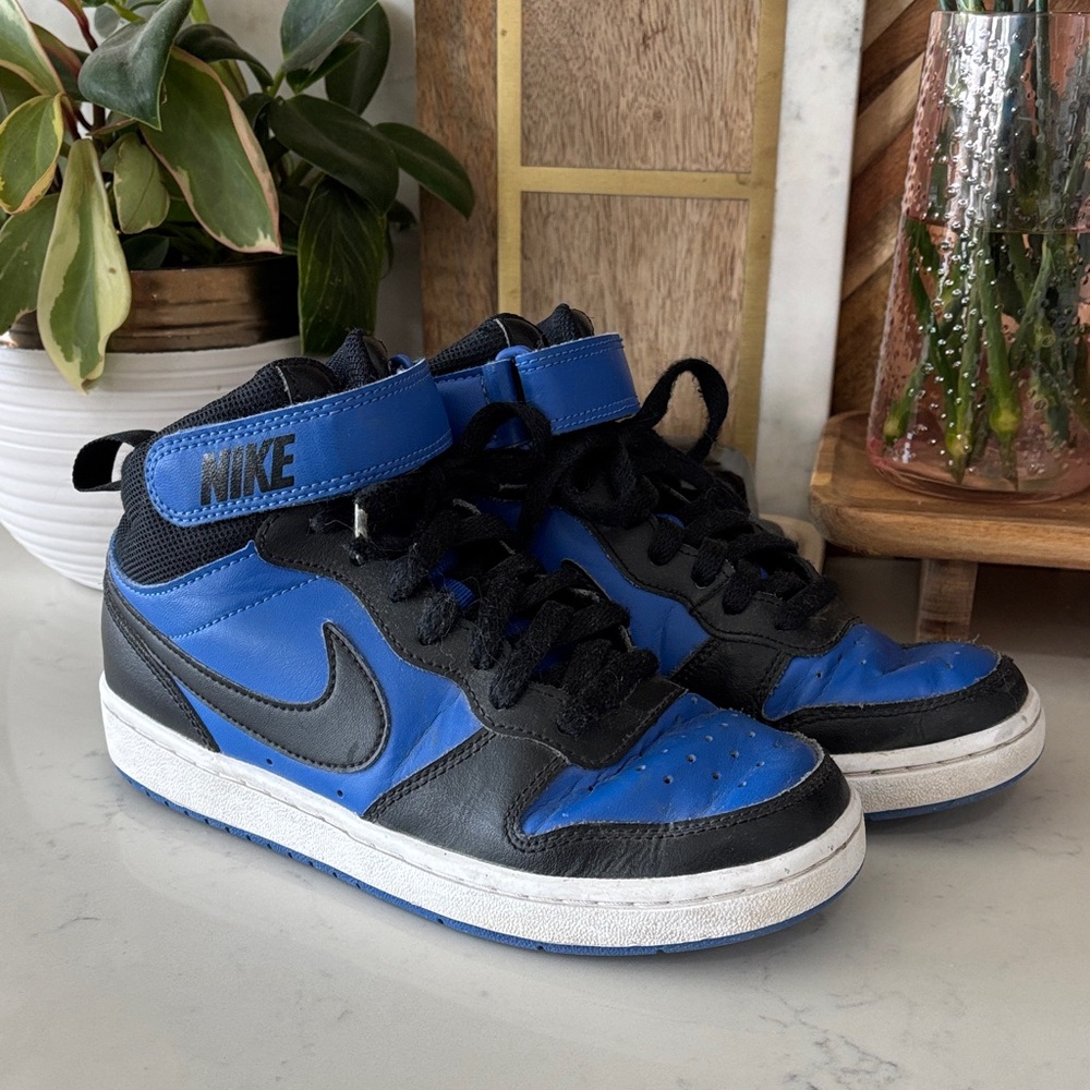 Nike Blue and Black High-Top Sneakers with White Sole